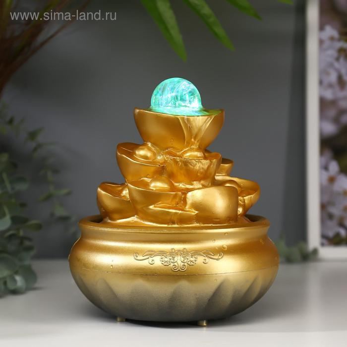 Фонтан настольный от сети, подсветка Фонтан настольный от сети, подсветка "Гора золотых слитков" 18,5х15х15 см