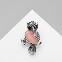 Брошь &laquo;Сова&raquo;, цвет сиреневый в чернёном серебре