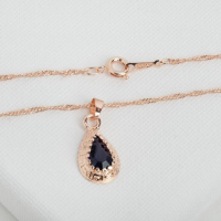 Гарнитур 3 предмета: серьги, кулон, кольцо безразмерное &laquo;Эдель&raquo; капля, цвет тёмно-синий в золоте, 45 см