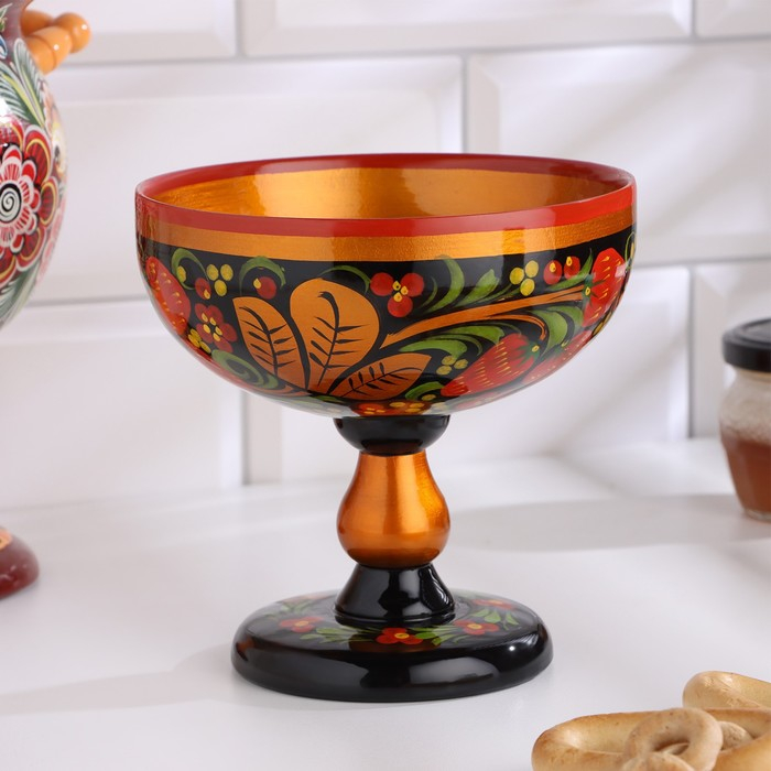 Конфетница,  14&times;14 см, хохлома