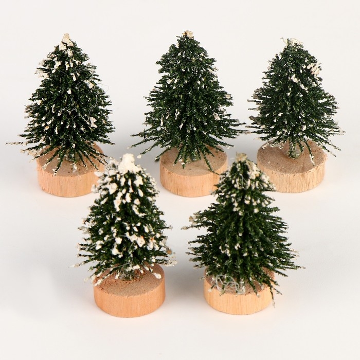 Новый год! Миниатюра кукольная &laquo;Ёлочка со снегом&raquo;, набор 5 шт., размер 1 шт. &mdash; 2 &times; 4 &times; 2 см