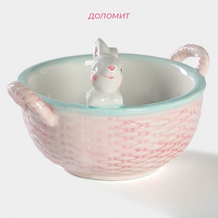 Конфетница &laquo;Зайка&raquo;, 800 мл, 19,5&times;16,5&times;12,5 см, цвет розовый