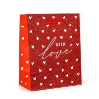 Пакет ламинированный вертикальный &laquo;С любовью&raquo;, глиттер, MS 18 х 23 х 10 см