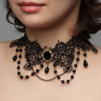 Чокер &laquo;Александрия&raquo; ажурное переплетение, цвет чёрно-белый в золоте, 30 см