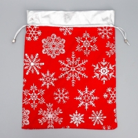 Мешочек подарочный плюш &laquo;Радость внутри&raquo;, снежинки, тиснение, 30 х 40 см +/- 1.5 см, Новый год