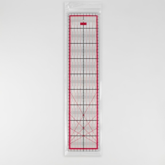 Линейка для квилтинга и пэчворка, 45 &times; 10 см, толщина 3 мм, цвет прозрачный/розовый