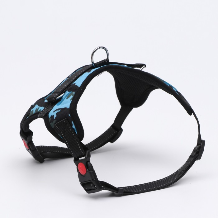 Шлейка К7 мягкая светоотражающая, размер L, ОГ 64-86 см, вес 18- 27,5 кг, голубая хаки