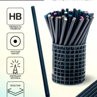 Карандаш чернографитный твёрдость НВ, корпус чёрный, заточенный, со стразой, МИКС