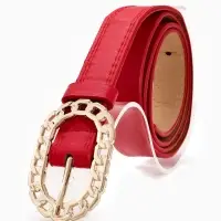 Ремень жен 04-01-01-01, Июнь2503, 2,5*0,3*110 см, без винта, пряж золото, 1 прокол, красный   109031