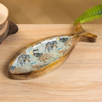 Блюдо в форме рыбки "Мудрый слон" дерево манго 32х11,5х2 см