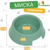 Миска пластиковая 17 х 17 х 5 см, 400 мл, оливковая