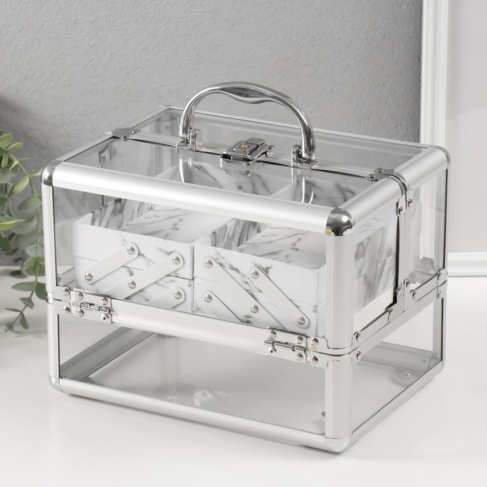 Шкатулка пластик металлокаркас "Прозрачная" 18х25х18 см