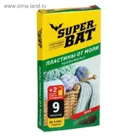 Пластины от моли "SuperBAT",  хвоя, 9 шт + 2 крючка