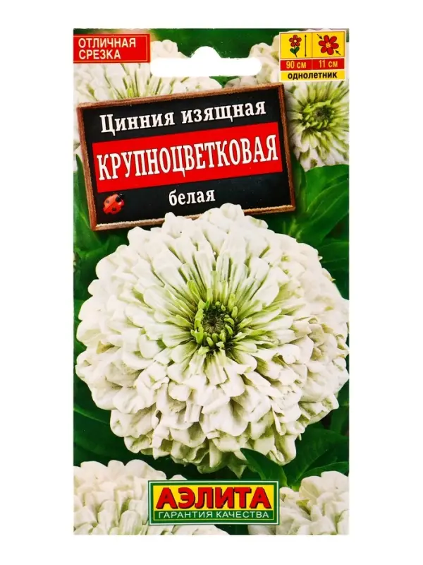 Семена цветов Цинния Крупноцветковая белая , Ц/П,0,3 г