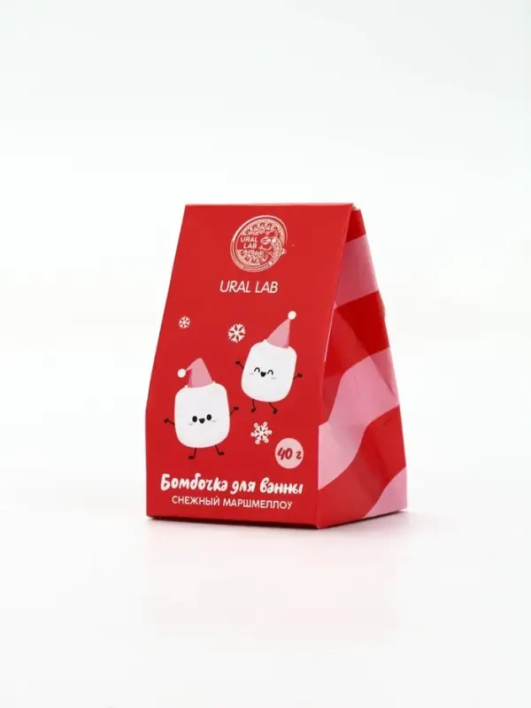 URAL LAB Розовый НГ Бомбочка для ванны "Снежный маршмеллоу", 40 гр