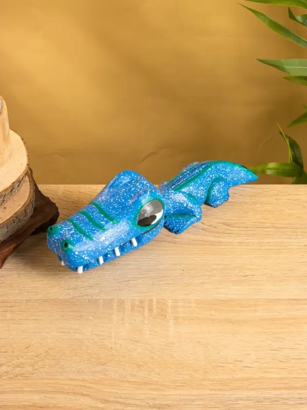 Шкатулка "Крокодильчик" 25х8х7 см, дерево, цв. синий