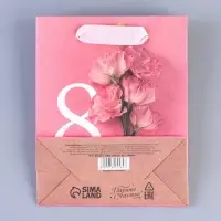 Пакет подарочный крафтовый, упаковка, &laquo;8 марта&raquo;, S 12 х 15 х 5.5 см