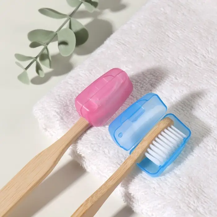 Колпачок - футляр для зубной щётки, набор - 2 шт., 3.8&times;2.2&times;1.8 см, розовый, голубой