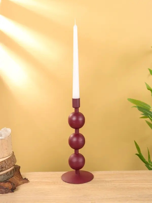 Подсвечник на 1 свечу "Баклажан" с 3 сферами 10х10х25 см