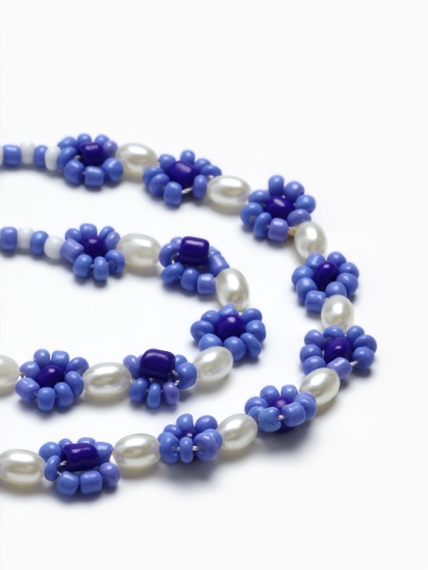 Колье &laquo;Бисер&raquo; незабудки, цвет сине-белый, 30 см