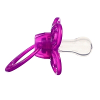 Соска - пустышка силиконовая классическая, от 6 мес., с колпачком + держатель &laquo;Мишка&raquo;, цвет фиолетовый