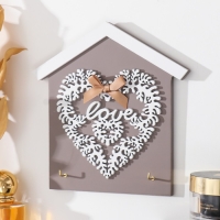 Крючки настенные декоративные &laquo;Сердце из листьев. Дом&raquo;, дерево, 16.5&times;0.8&times;16.8 см