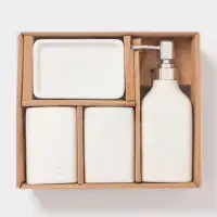 Набор для ванной "Кристаль", 4 предмета (дозатор для мыла, 2 стакана, мыльница)