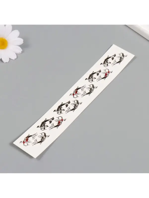 Переводная тату на тело чёрно-красная &laquo;Браслет. Рыбы Кои&raquo;, 20&times;3 см