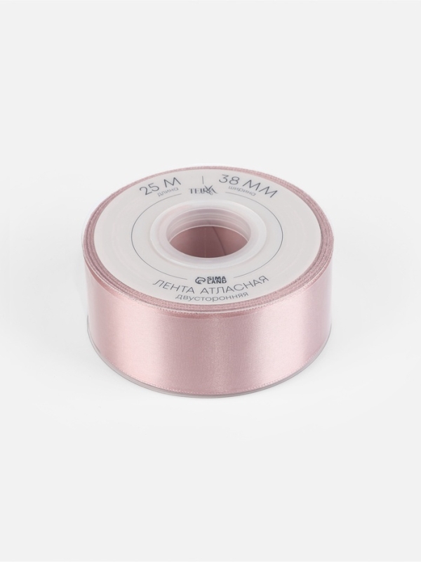 Лента атласная двухсторонняя №164 38мм*25&plusmn;1м пудровый TR