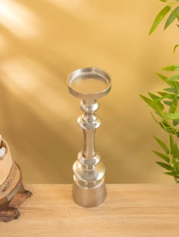 Подсвечник "Стэп" алюминий 37 см, цв. серебро