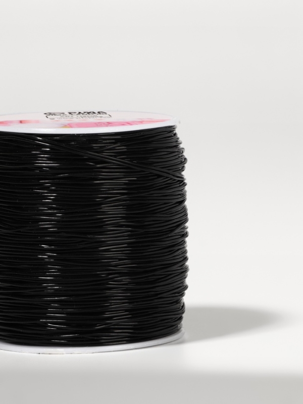 Нить для плетения 100&plusmn;1м d0,8мм эластичная силикон чёрный АУ