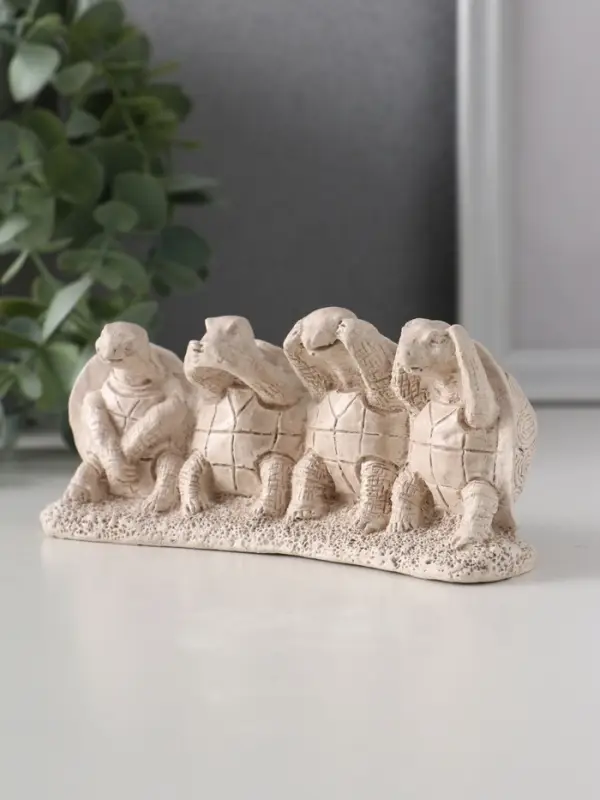 Фигура &laquo;Черепахи ничего не вижу, не слышу, не скажу, не делаю&raquo;, 13&times;4.5&times;5.5 см, слоновая кость