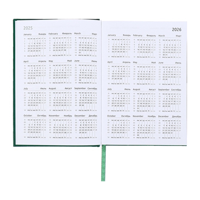 Ежедневник датированный 2024 года, А5, 176 листов, Attomex.Orion, обложка бумвинил, ляссе, блок 70 г/м2, зелёный