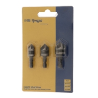 Набор зенкеров ТУНДРА, 12, 16, 19 мм, по дереву, пластику, цветным металлам, 3 шт.