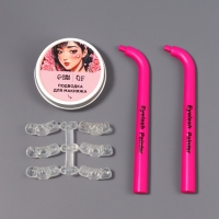 Набор д/макияжа трафареты нижних ресниц: 2 держ, 3 пары трафар, чернила пласт/короб QF