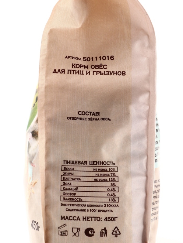 Корм Triol для птиц и грызунов, овес, 450 г