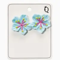 Серьги пластик "Лилии", цвет голубой