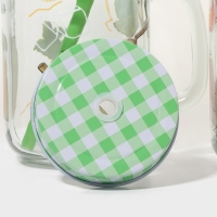 Набор кружек стеклянных Доляна &laquo;Летняя прохлада&raquo;, 2 предмета: 2 кружки с крышками и трубочками 450 мл