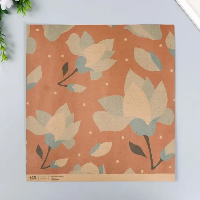 Бумага для скрапбукинга двусторонняя крафт "Цветы" плотность 180 гр 30,5х32 см