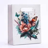 Пакет подарочный вертикальный &laquo;Большие бабочки&raquo;, S 12&times;15&times;5.5 см