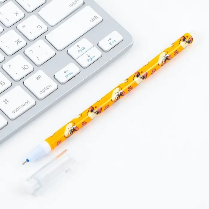 Ручка пиши-стирай, синяя паста, гелевая, 0.5 мм с колпачком &laquo;Кот&raquo;