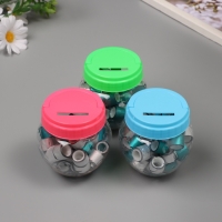 Клейкая лента пластик в банке "Глори. Серебро, голубой" н-р 40 шт 1,2 см, дл.0,9м 7х7х9 см