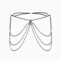 Цепочка на бедро бодичейн "Шахерезада" со стразами, цвет белый в серебре