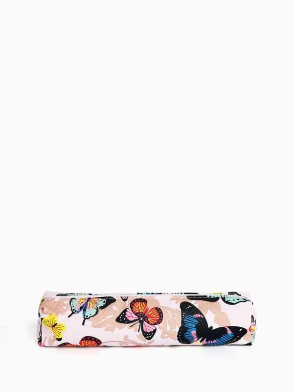 Косметичка-пенал на молнии, с рисунком, розовая