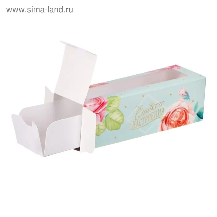 Коробка для макарун, кондитерская упаковка &laquo;Сладкого настроения&raquo;, 5.5 х 18 х 5.5 см