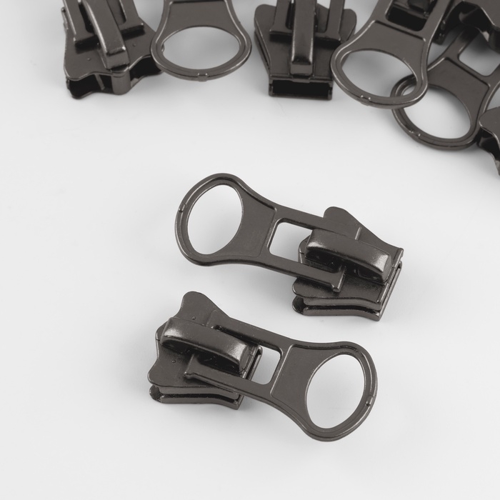 Бегунок автоматический для молнии &laquo;Трактор&raquo;, №8, 10 шт, цвет чёрный никель