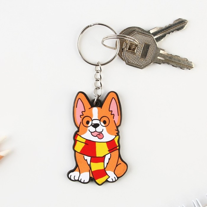 Брелок для ключей деревянный &laquo;Корги Поттер&raquo;, 4,7 х 6 см