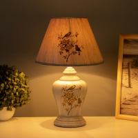 Лампа настольная "Птица в цветочном саду" серая Е14 220В 35,5х24,5х24,5 см