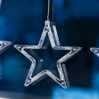 Гирлянда &laquo;Бахрома&raquo; 2.4 &times; 0.9 м с насадками &laquo;Звёзды&raquo;, IP20, прозрачная нить, 138 LED, свечение мульти, 8 режимов, 220 В