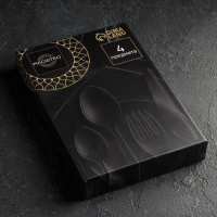 Набор столовых приборов из нержавеющей стали Magistro &laquo;Версаль&raquo;, 4 предмета, цвет ручек чёрный, цвет металла золотой